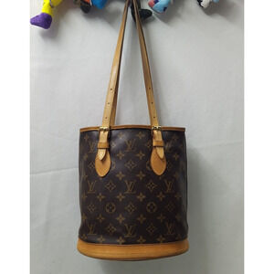 Louis Vuitton Petit Bucket PM Monogram Canvas Double Handles Shoulder Bag